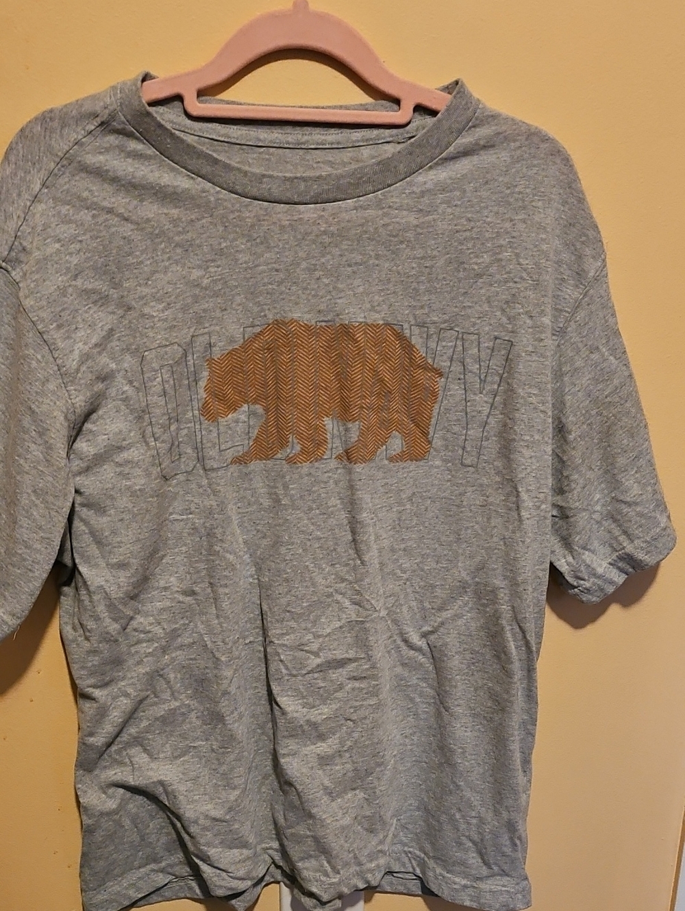 Old Navy Gray Tee with Brown Bear Graphic
